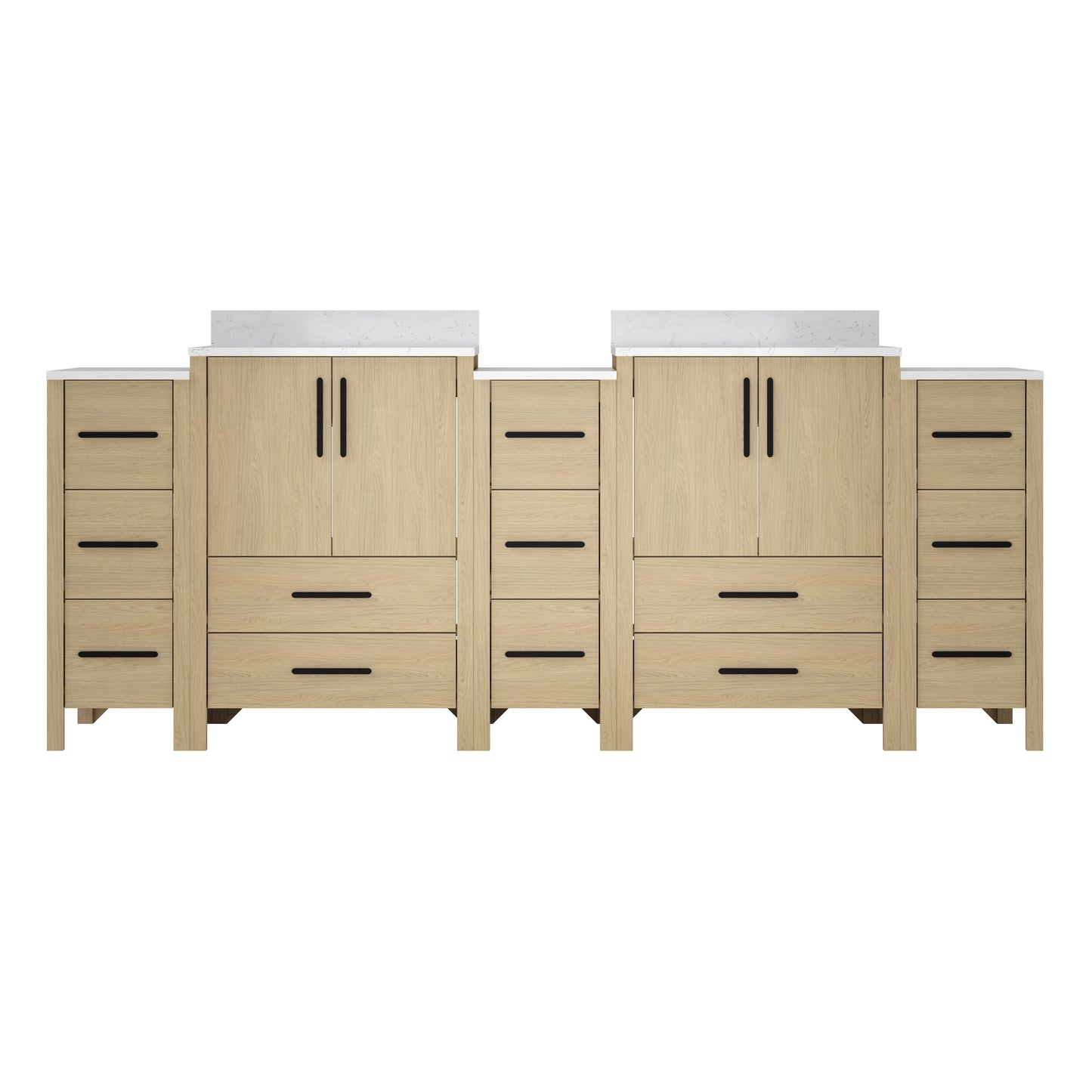 84"W×22"D×34"H Double Sinks Bathroom Vanity Cabinet,Freestangding storage Vanity Cabinet with White Countertop