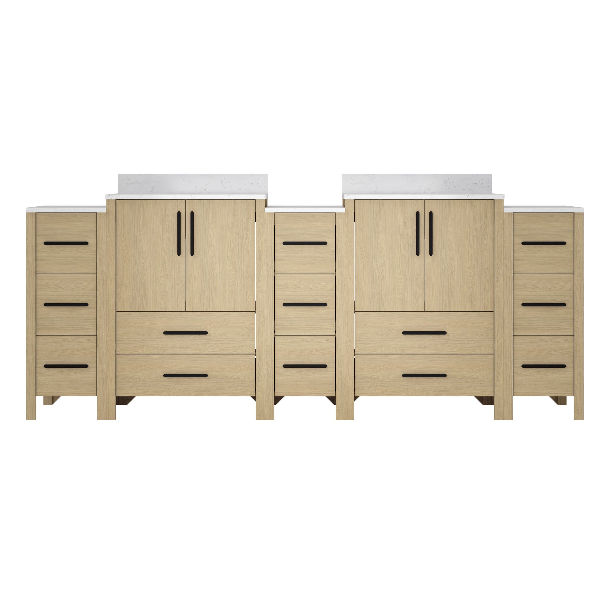 84"W×22"D×34"H Double Sinks Bathroom Vanity Cabinet,Freestangding storage Vanity Cabinet with White Countertop