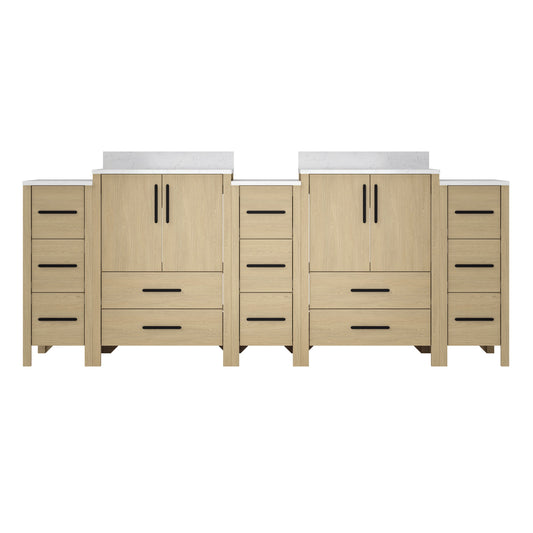 84"W×22"D×34"H Double Sinks Bathroom Vanity Cabinet,Freestangding storage Vanity Cabinet with White Countertop