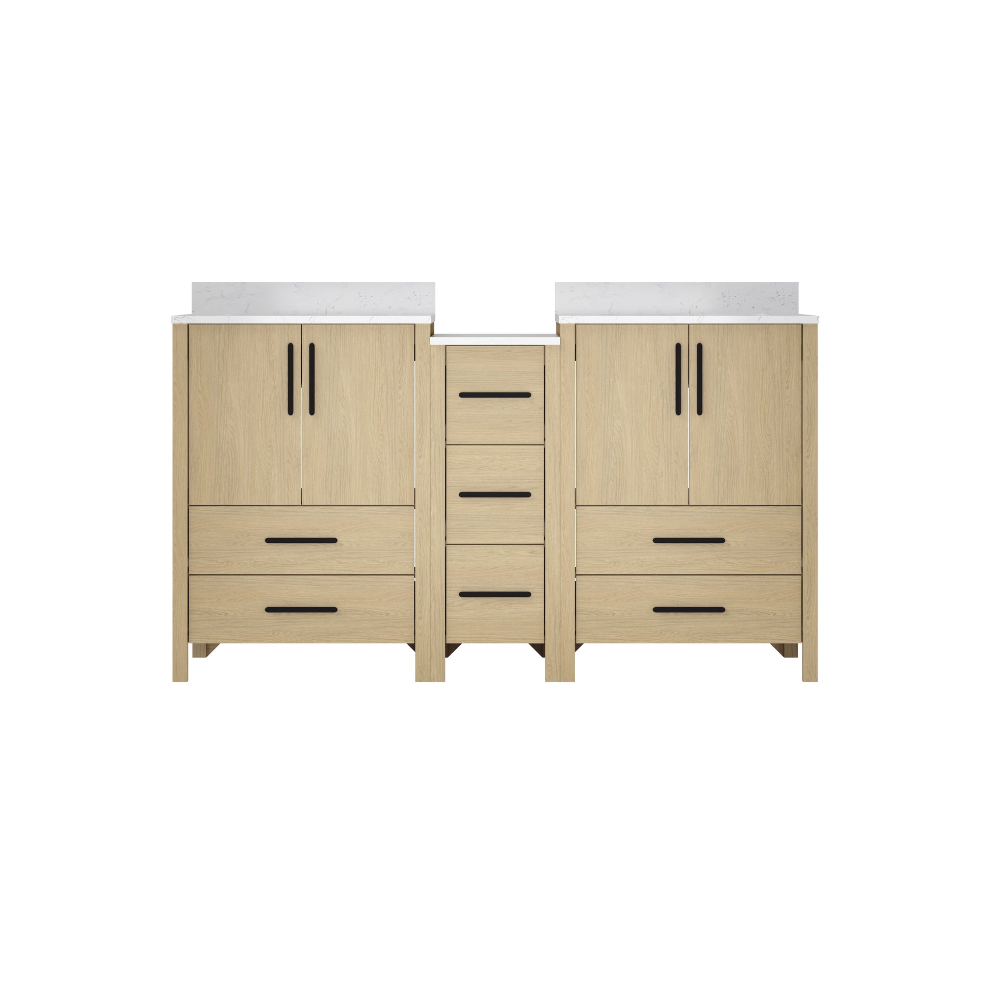 60"W×22"D×34"H Double Sinks Bathroom Vanity Cabinet,Freestangding storage Vanity Cabinet with White Countertop