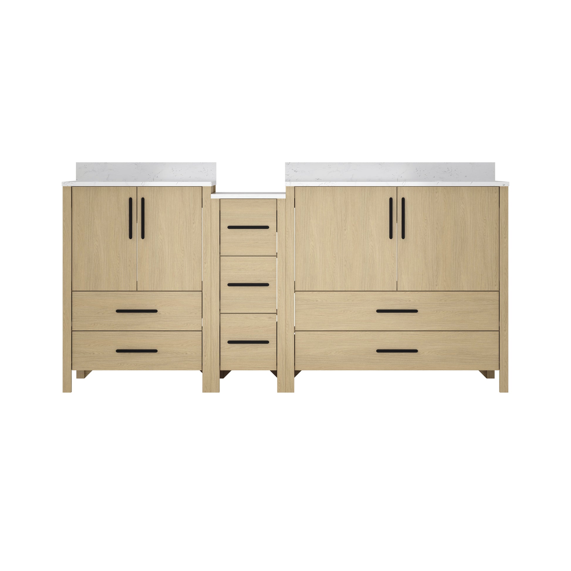 72"W×22"D×34"H Double Sinks Bathroom Vanity Cabinet,Freestangding storage Vanity Cabinet with White Countertop