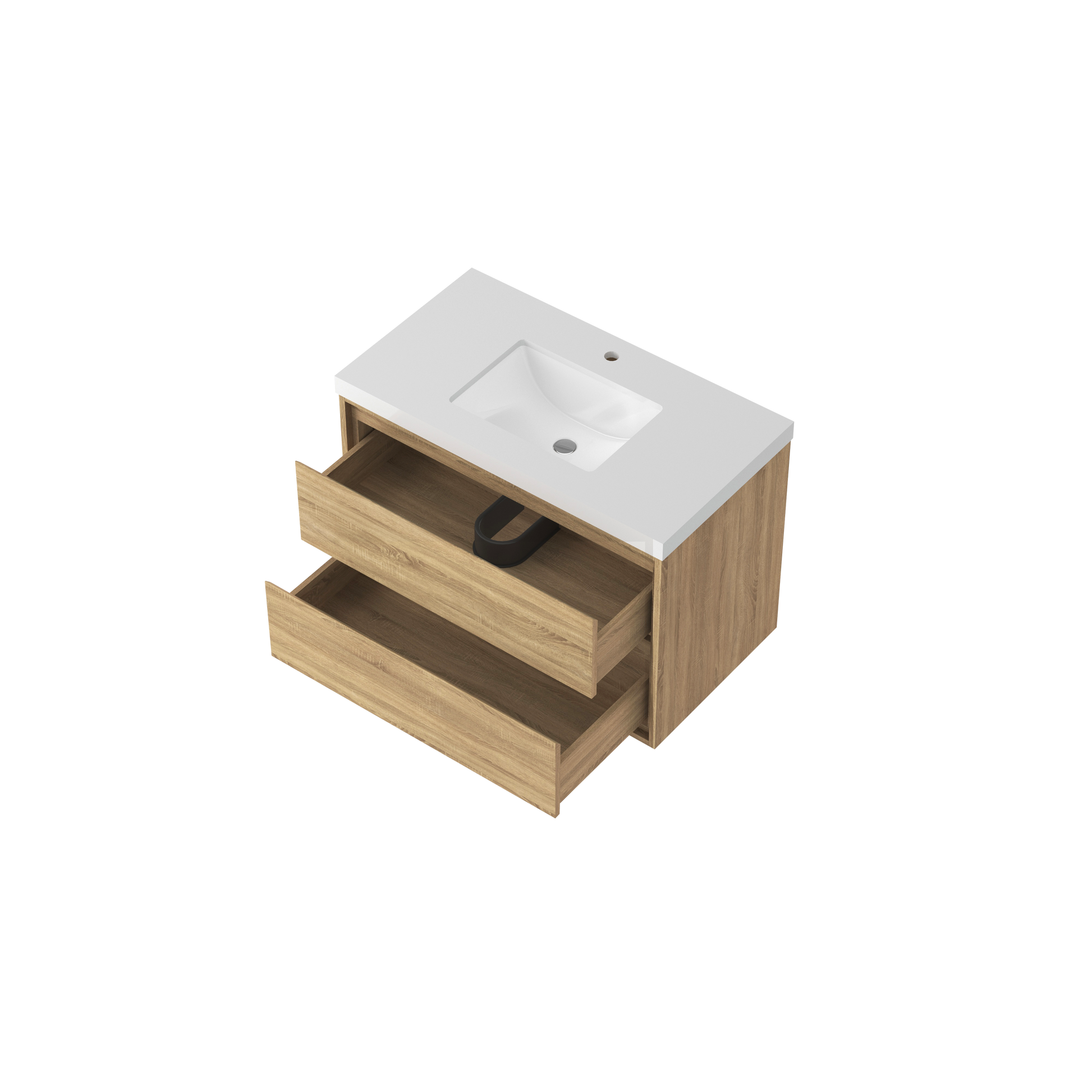 35.98"W Bathroom Vanity Cabinet - Natural Wood Sink & Countertop
