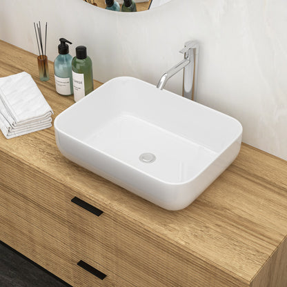 20x15 Inch White Ceramic Rectangular Vessel Bathroom Sink