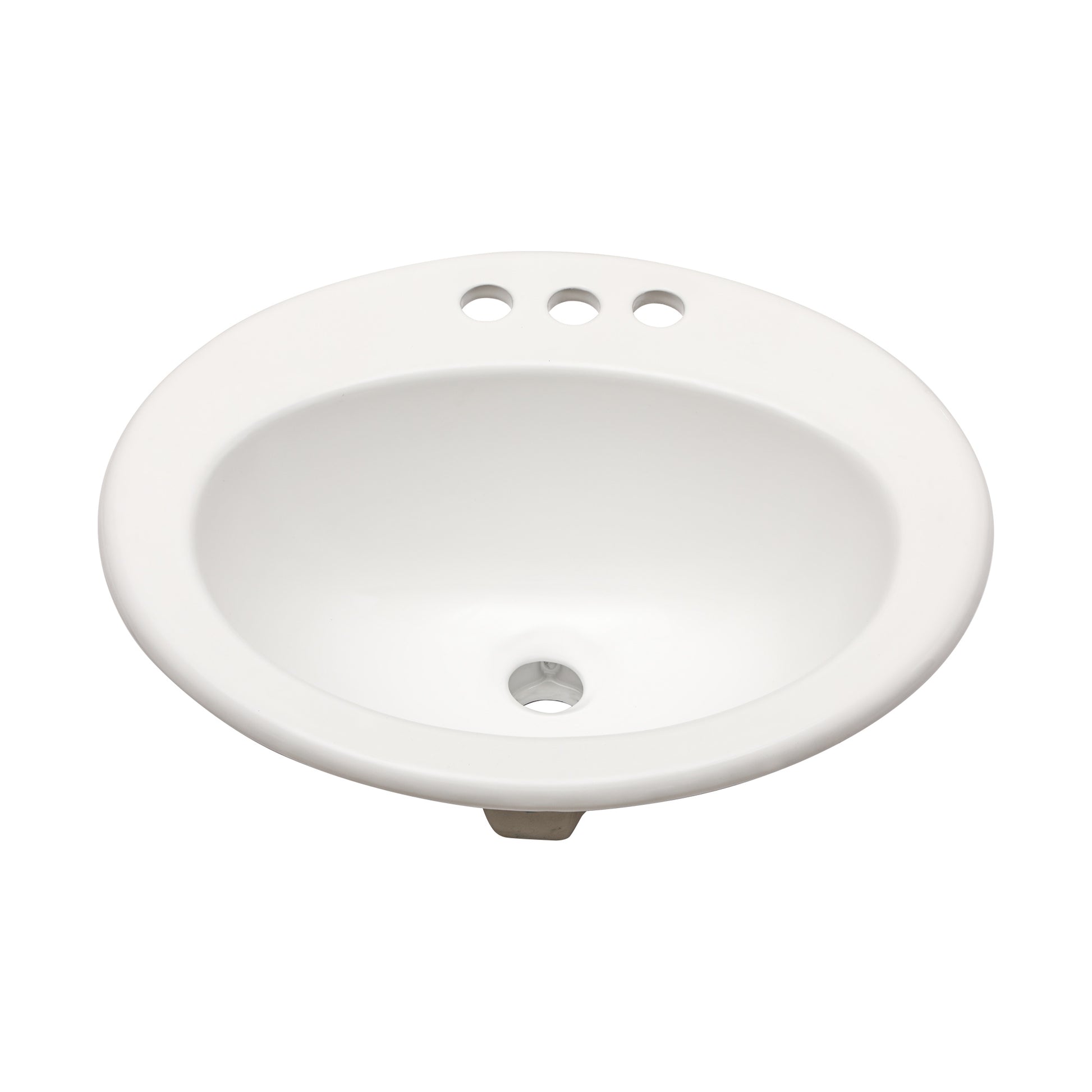 20"x18" White Ceramic Oval Drop In Bathroom Sink with 3 Faucet Hole