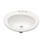 20"x18" White Ceramic Oval Drop In Bathroom Sink with 3 Faucet Hole