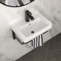 19.88"x14.25" Wall-Mounted Rectangular Ceramic Bathroom Sink with Black Towel Bar & Overflow