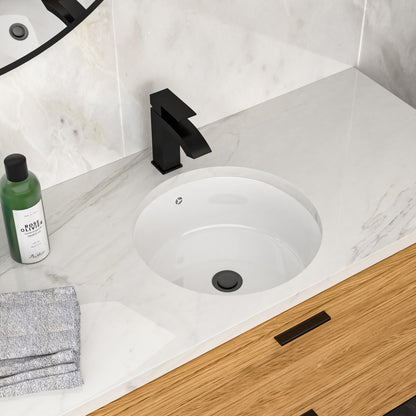 15.75"x15.75" White Ceramic Round Undermount Bathroom Sink with Overflow