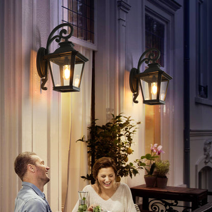 Black Aluminium Outdoor Wall Lanterns - 2 Pack, Weather Resistant Lighting