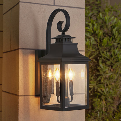 Retro Black Aluminium Wall Lantern Light for Patio Garden Decor for Outdoor