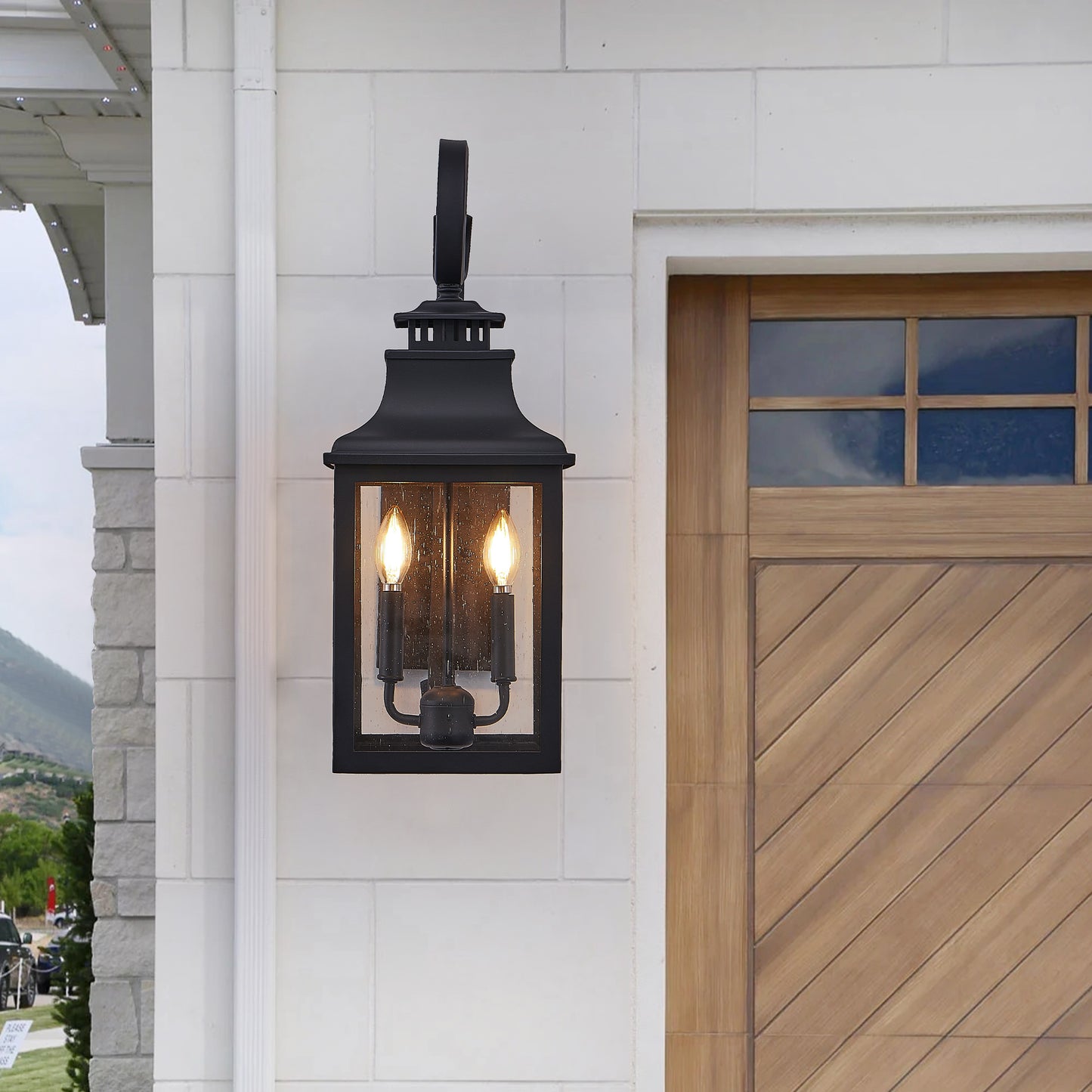 Retro Black Aluminium Wall Lantern Light for Patio Garden Decor for Outdoor
