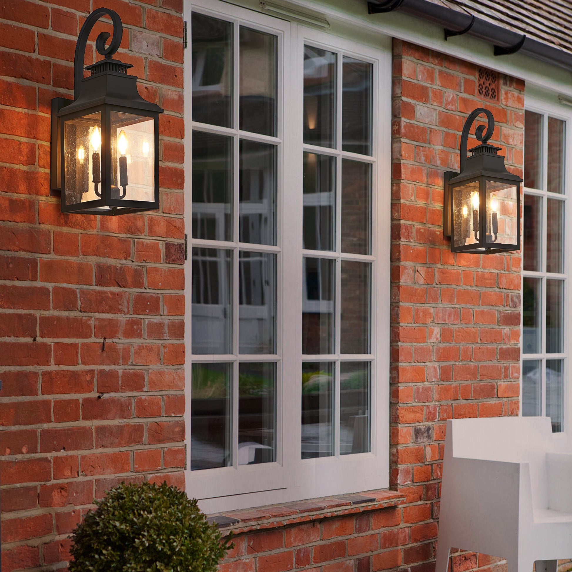 Retro Black Aluminium Wall Lantern Light for Patio Garden Decor for Outdoor