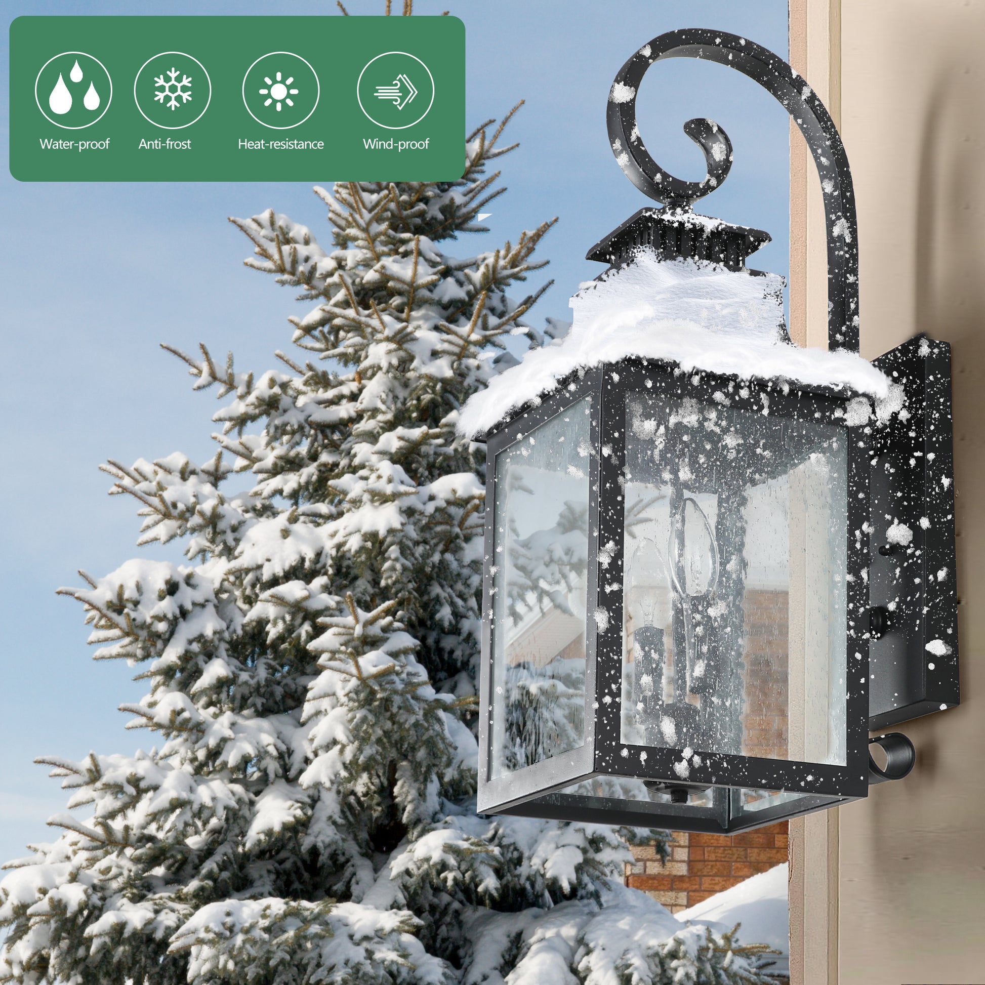 Retro Black Aluminium Wall Lantern Light for Patio Garden Decor for Outdoor