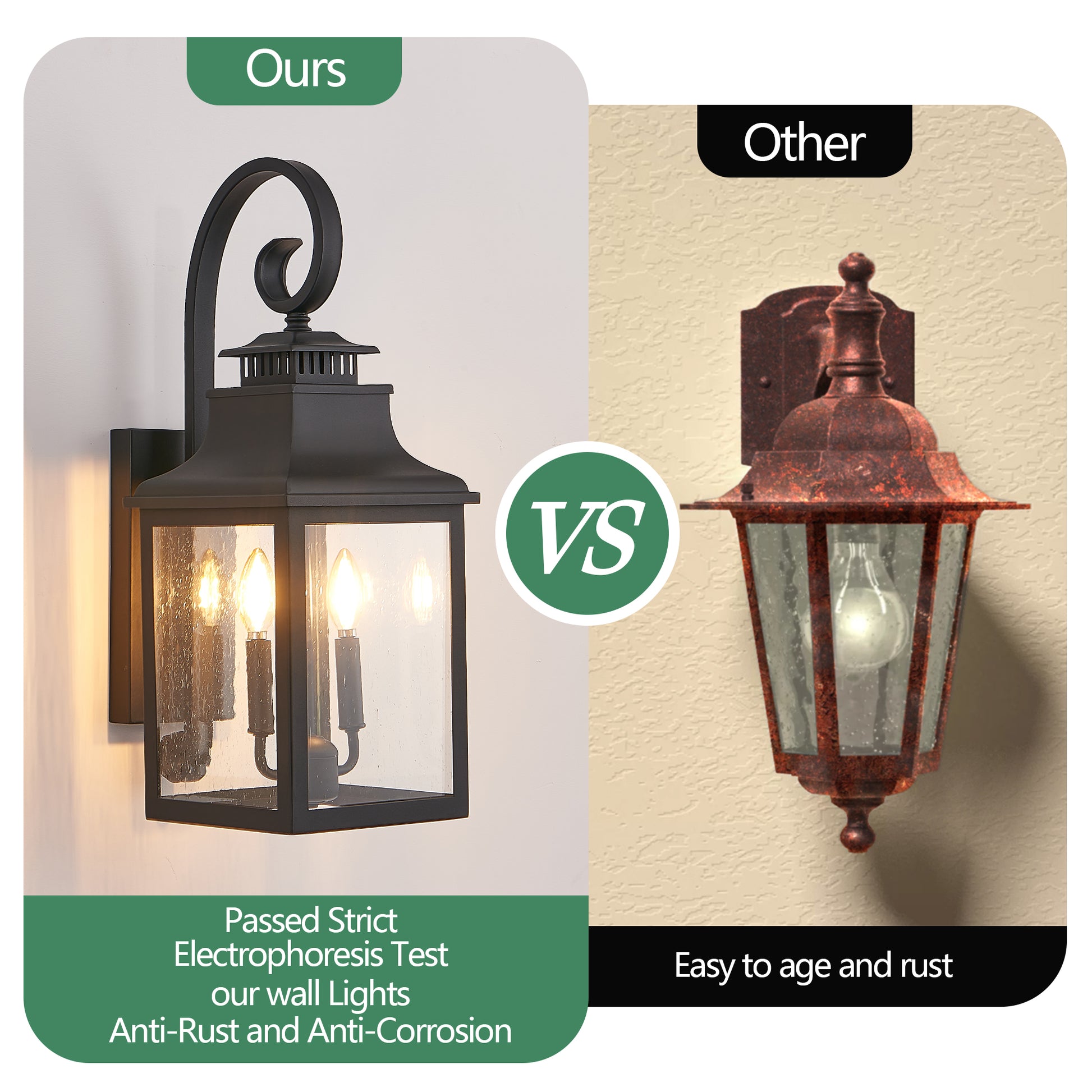 Retro Black Aluminium Wall Lantern Light for Patio Garden Decor for Outdoor