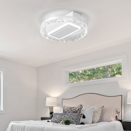 20" LED Bladeless Ceiling Fan Light - Remote Control, White