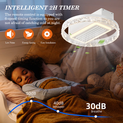20" LED Bladeless Ceiling Fan Light - Remote Control, White