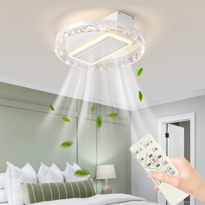 20" LED Bladeless Ceiling Fan Light - Remote Control, White