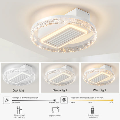 20" LED Bladeless Ceiling Fan Light - Remote Control, White
