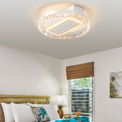 20" LED Bladeless Ceiling Fan Light with Remote Control – Modern Flush Mount Ceiling Lamp with Air Circulation and Adjustable Brightness for Living Room, Dining Room, or Bedroom