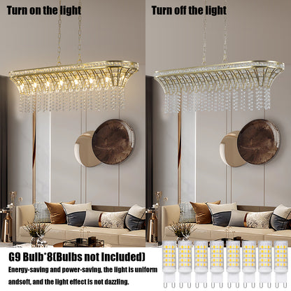 39" Modern Crystal Linear Rectangle Chandelier - Gold Finish