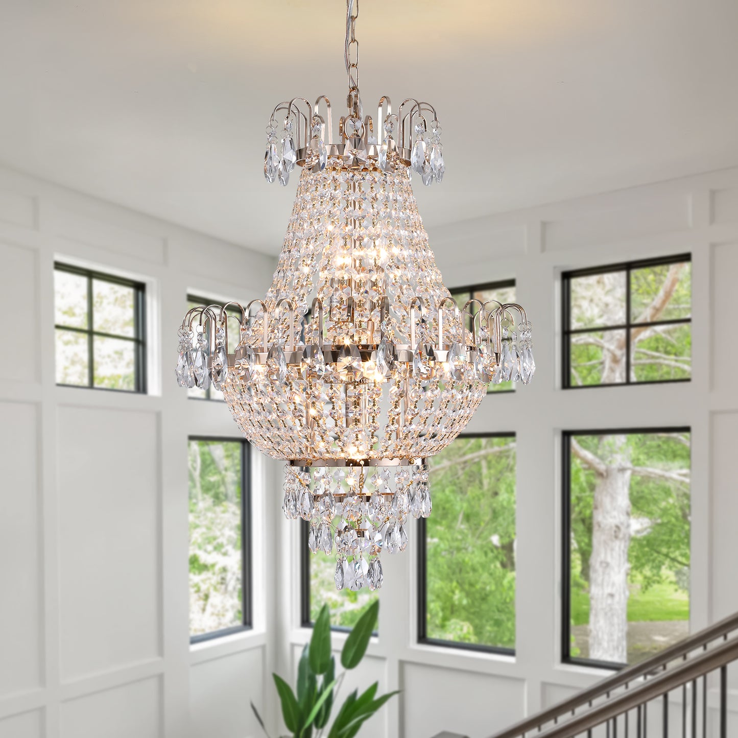 Luxurious Gold Crystal Chandelier - Living Room Lighting