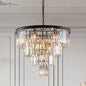 (Same as W1340P188542/L5007-600-B) 24" Contemporary Crystal Modern Chandeliers Crystal Ceiling Chandelier 4 Tier Black Chandelier Lighting for Dining Room Living Room Bedroom (Bulbs Not included)