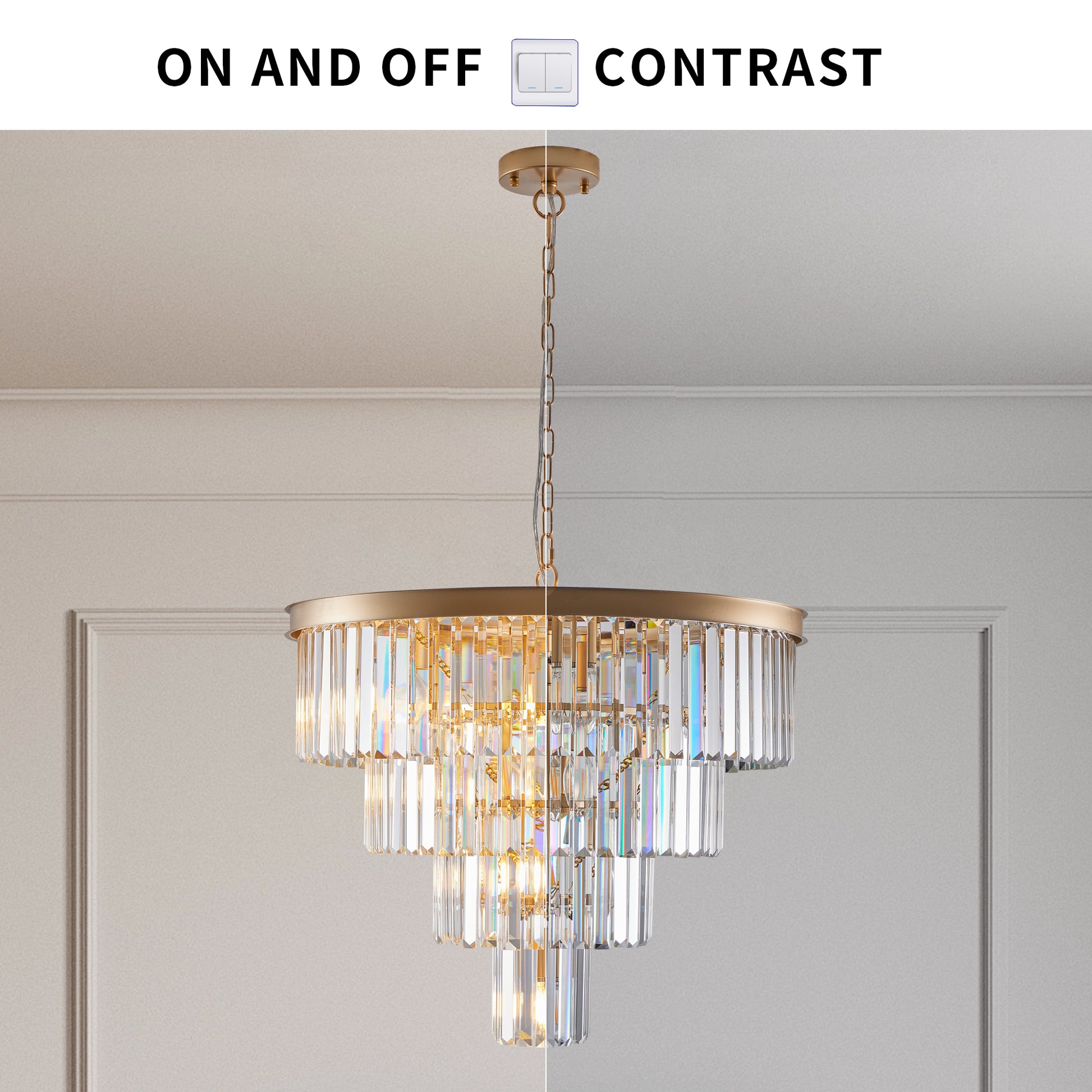 Gold Crystal Chandelier - 23.6" Modern Lighting