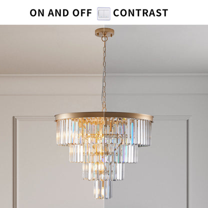 Gold Crystal Chandelier - 23.6" Modern Lighting