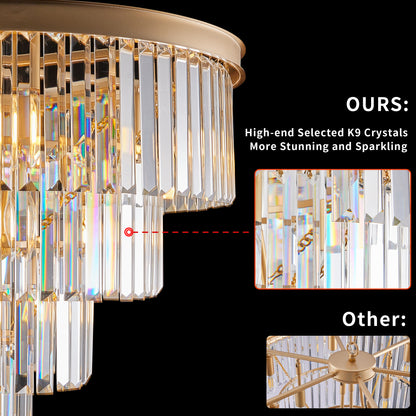 Gold Crystal Chandelier - 23.6" Modern Lighting