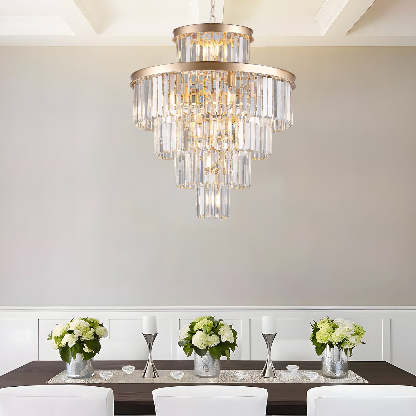 Luxury Gold Crystal Chandelier - Dining Room Lighting