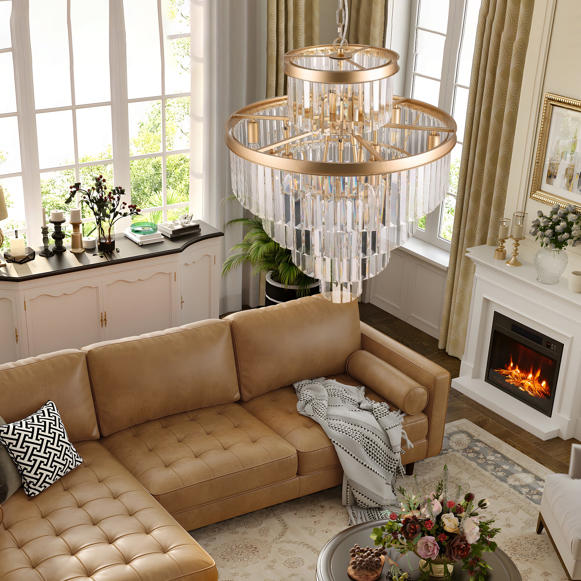 Luxury Gold Crystal Chandelier - Dining Room Lighting