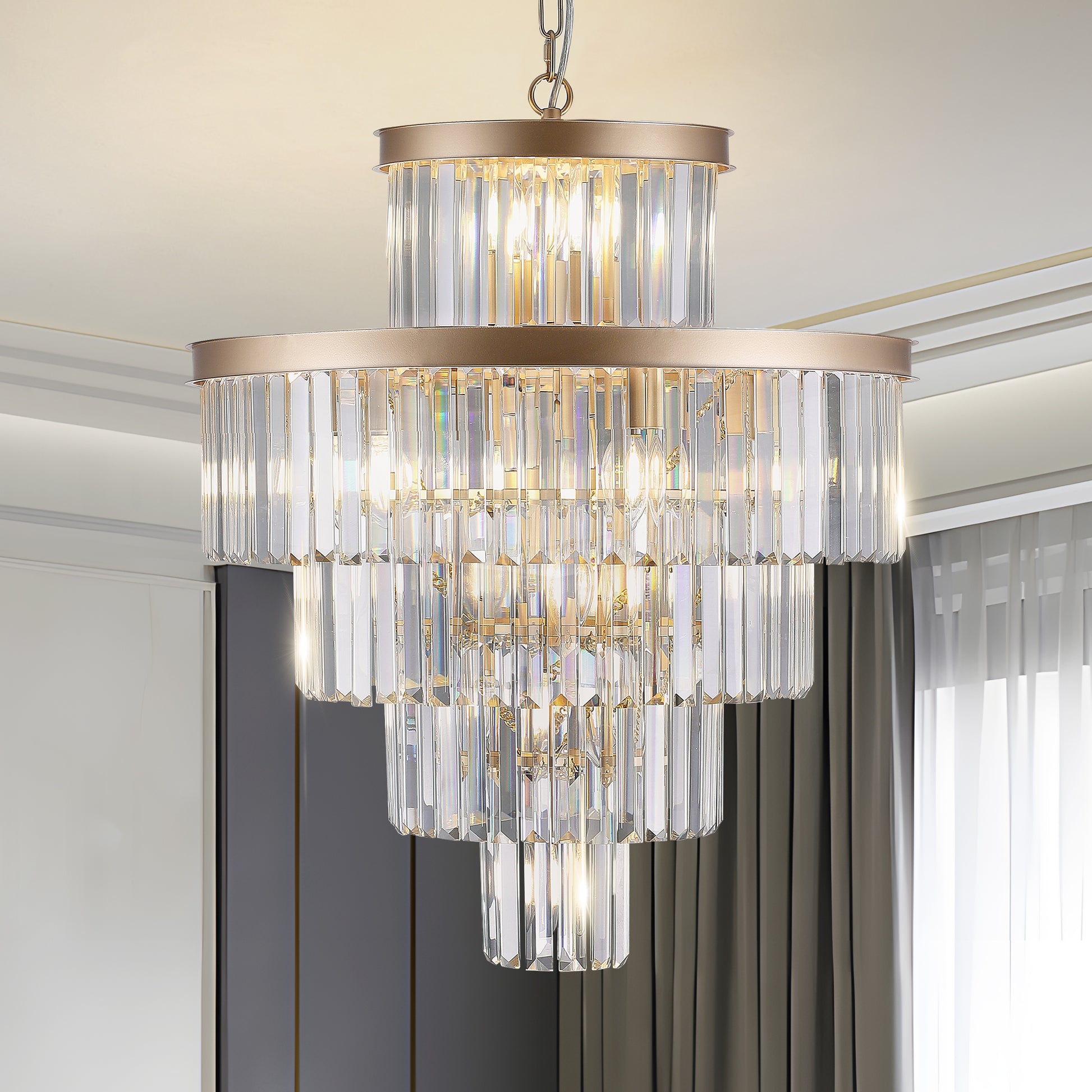 Luxury Gold Crystal Chandelier - Dining Room Lighting