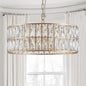 (L5025-450-G/W1340P189450)18" Golden Modern Crystal Drum Chandelier, 6-Light Pendant Lighting Fixture with Metal Frame for Living Room, Dining Room, and Bedroom (Bulbs Not Included)