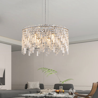 23.6 Inch Chrome Iron Crystal Chandelier - Living Room Lighting