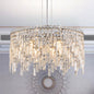 (Same as W1340P189437/L5024-600-C) 24" Luxurious Round Silver Crystal Chandelier, Contemporary Rectangular Pendant Light for Dining Room, Living Room, and Grand Foyers (Bulbs Not Included)