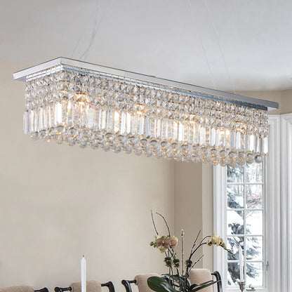 Chrome Iron Crystal Raindrop Chandelier for Living Room Lighting