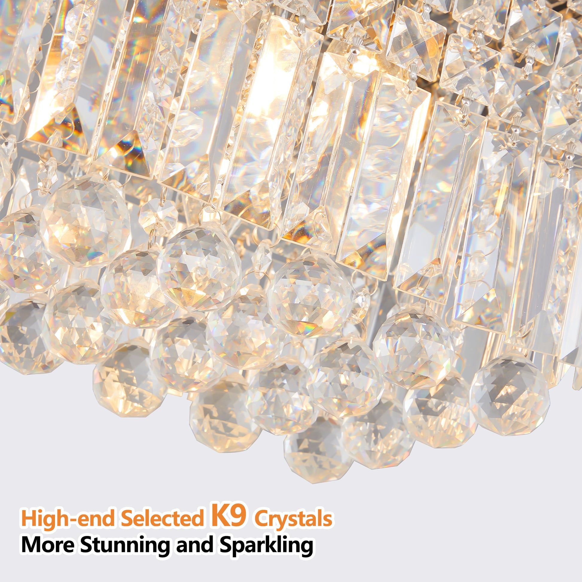 Chrome Iron Crystal Raindrop Chandelier for Living Room Lighting