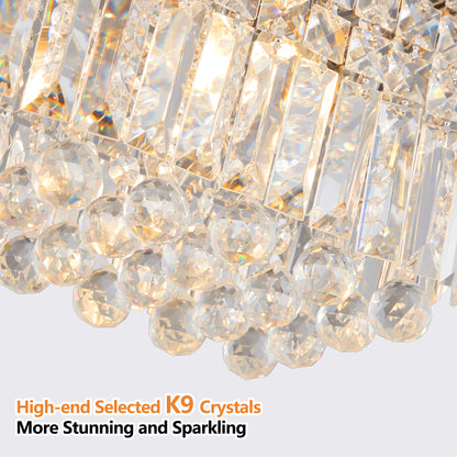 Chrome Iron Crystal Raindrop Chandelier for Living Room Lighting