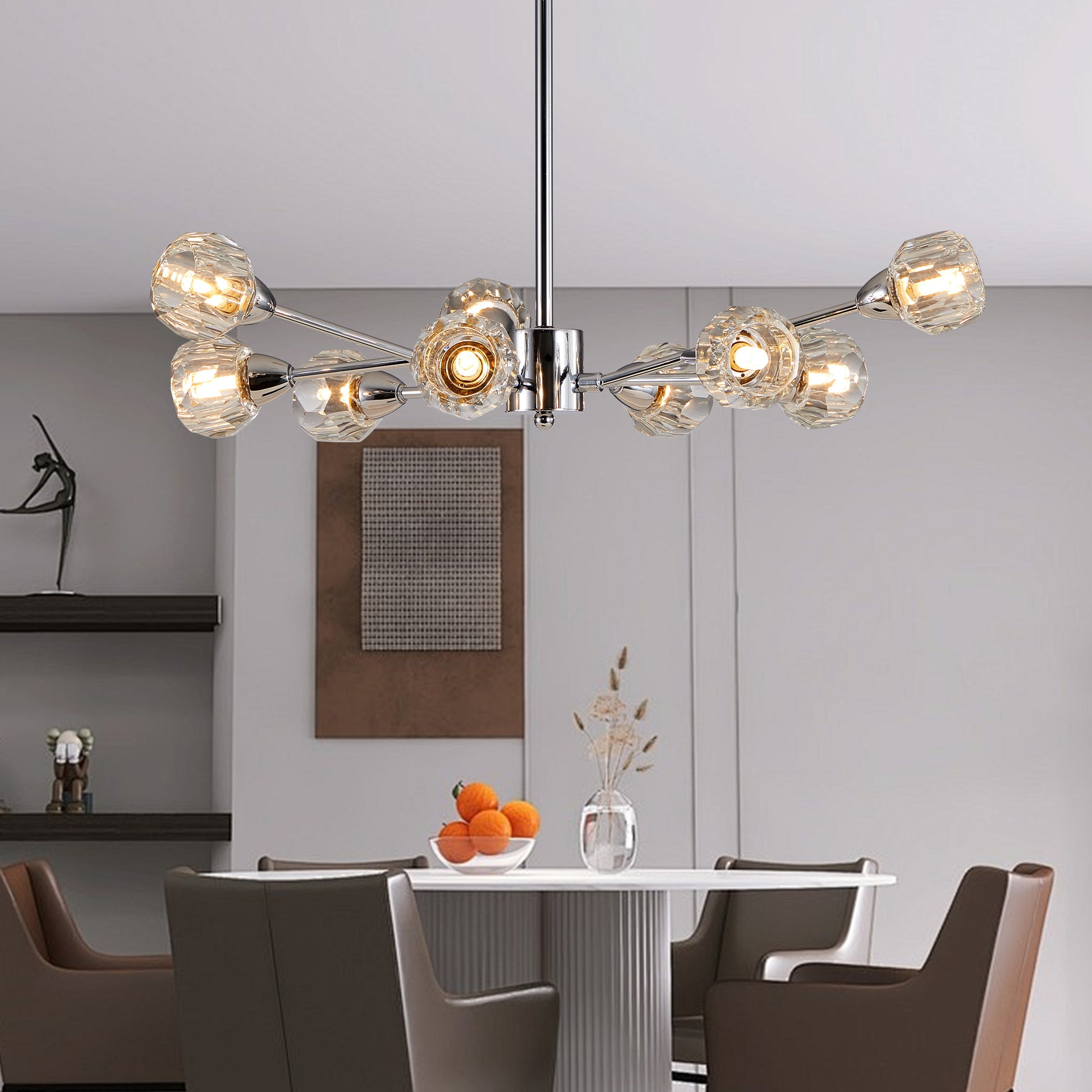 9 Light Chrome Crystal Chandelier - Living Room Lighting