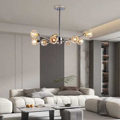 9 Light Chrome Crystal Chandelier - Living Room Lighting