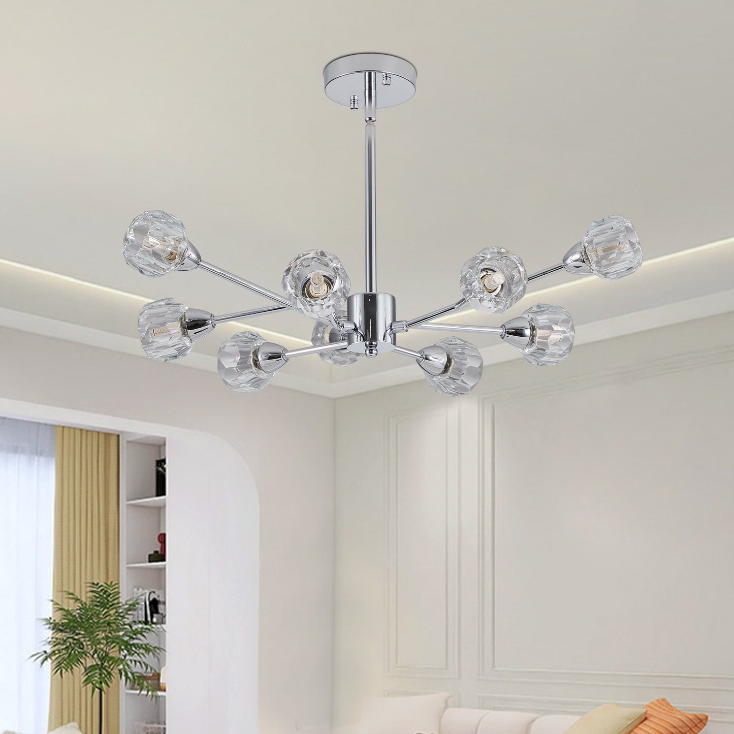 9 Light Chrome Crystal Chandelier - Living Room Lighting