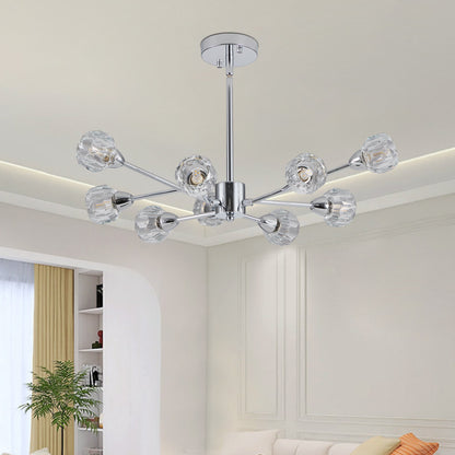 9 Light Chrome Crystal Chandelier - Living Room Lighting