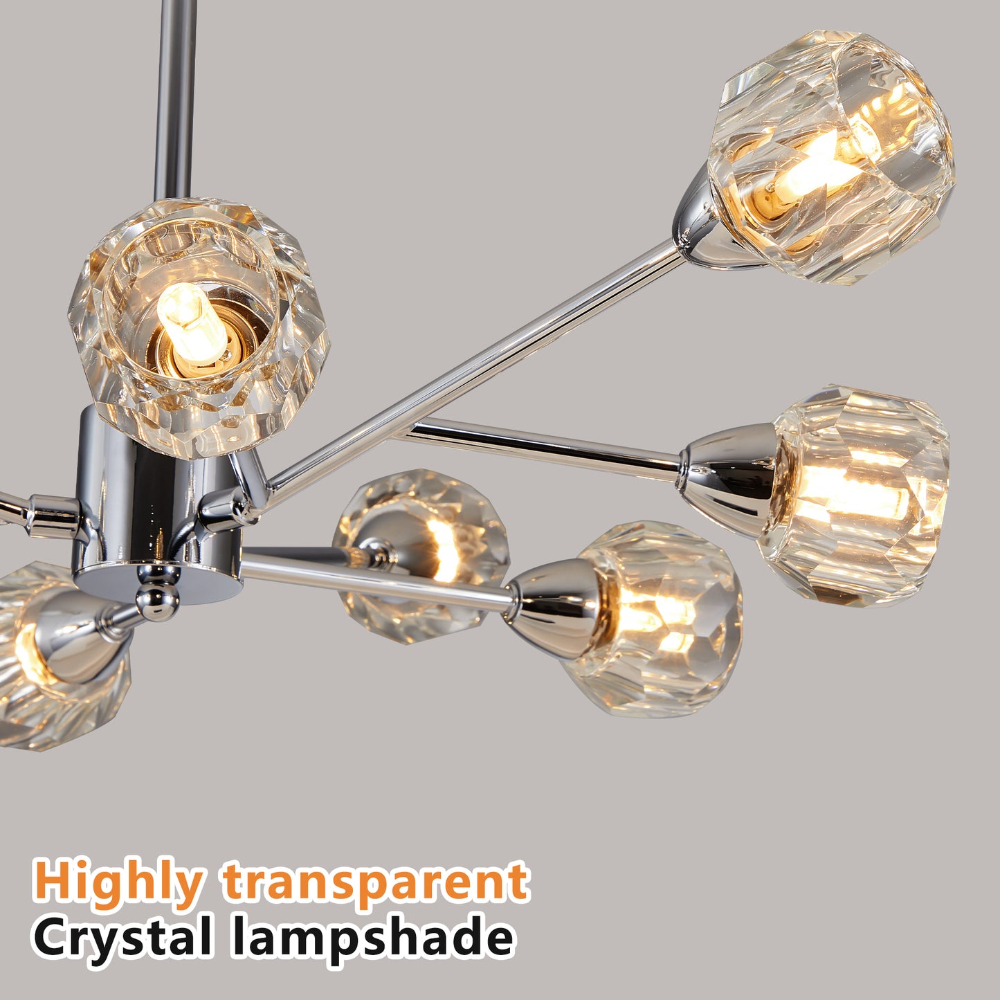 9 Light Chrome Crystal Chandelier - Living Room Lighting