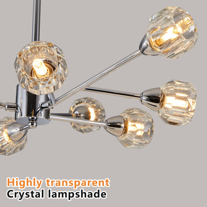 9 Light Chrome Crystal Chandelier - Living Room Lighting