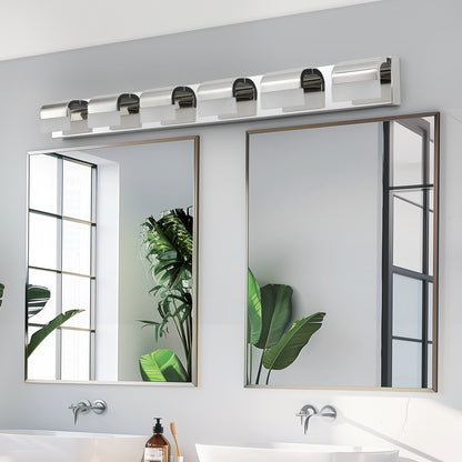 Modern Chrome Bathroom Vanity Lighting - 6 Light LED