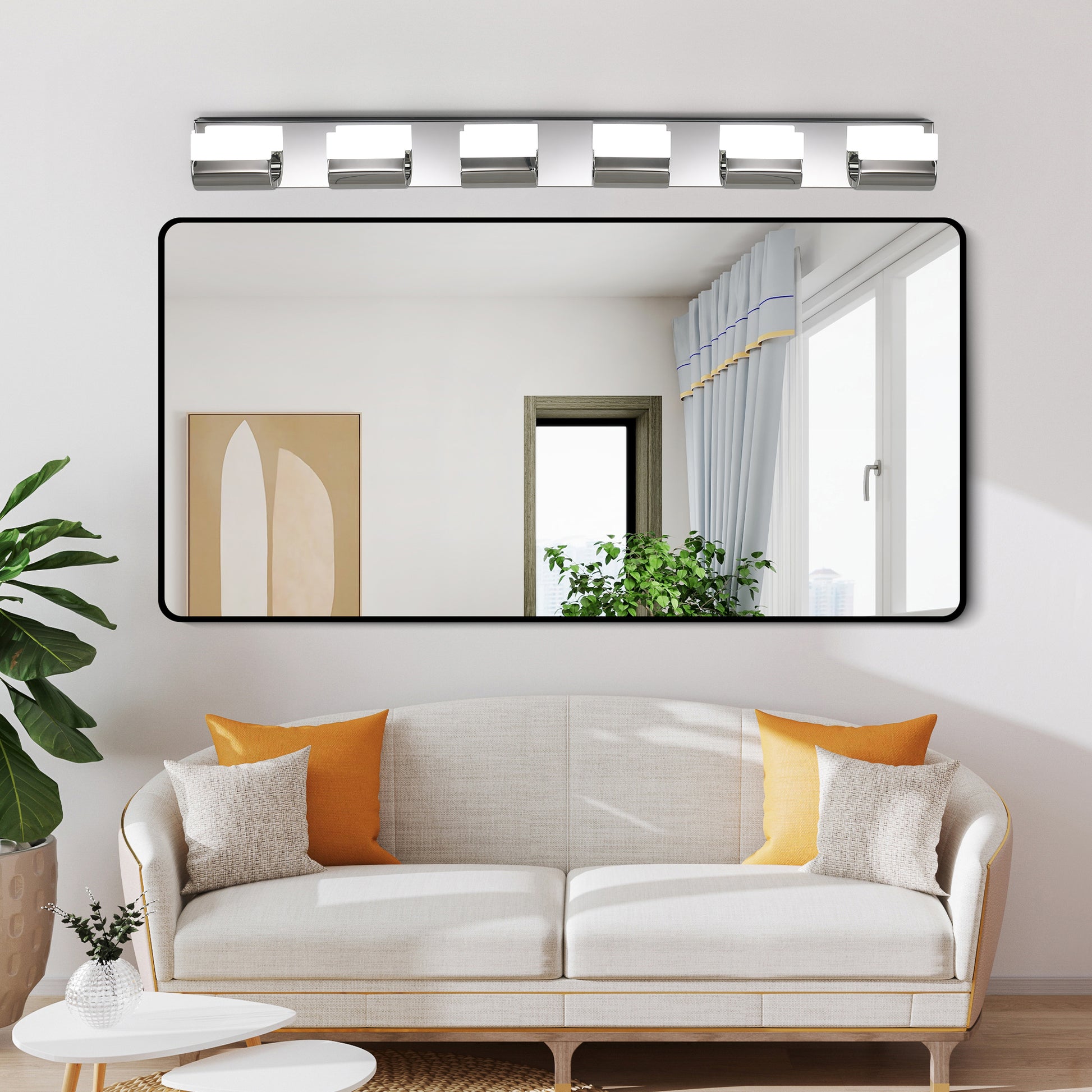 Modern Chrome Bathroom Vanity Lighting - 6 Light LED