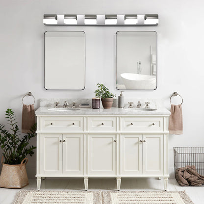 Modern Chrome Bathroom Vanity Lighting - 6 Light LED
