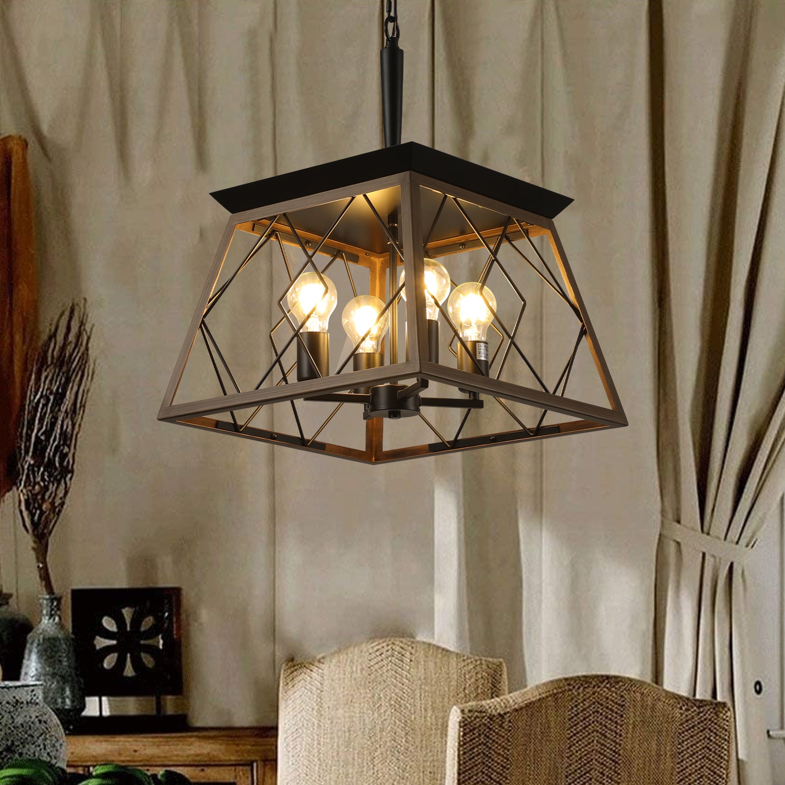Farmhouse Iron Chandelier for Dining Room Kitchen Decor
