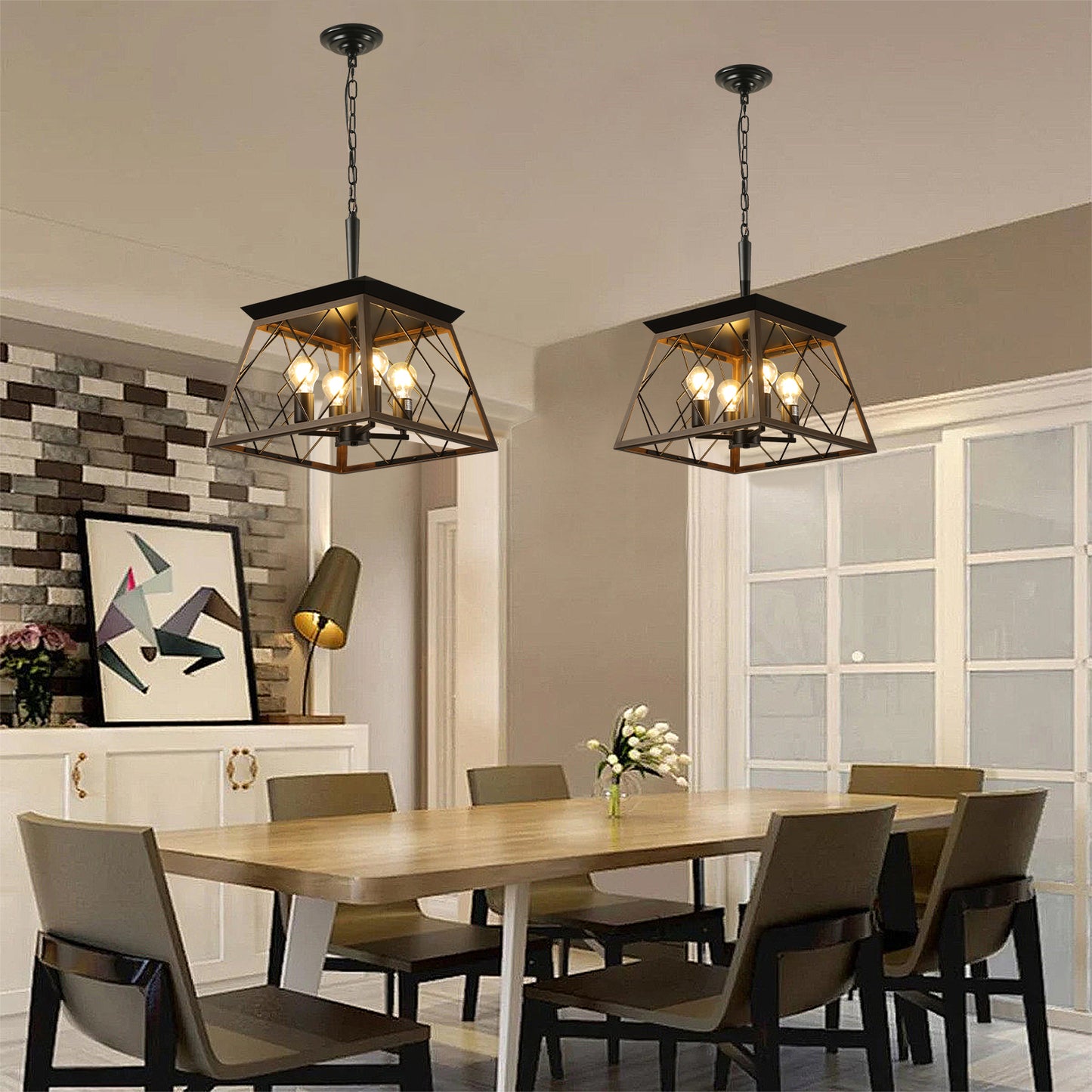 Farmhouse Iron Chandelier for Dining Room Kitchen Decor