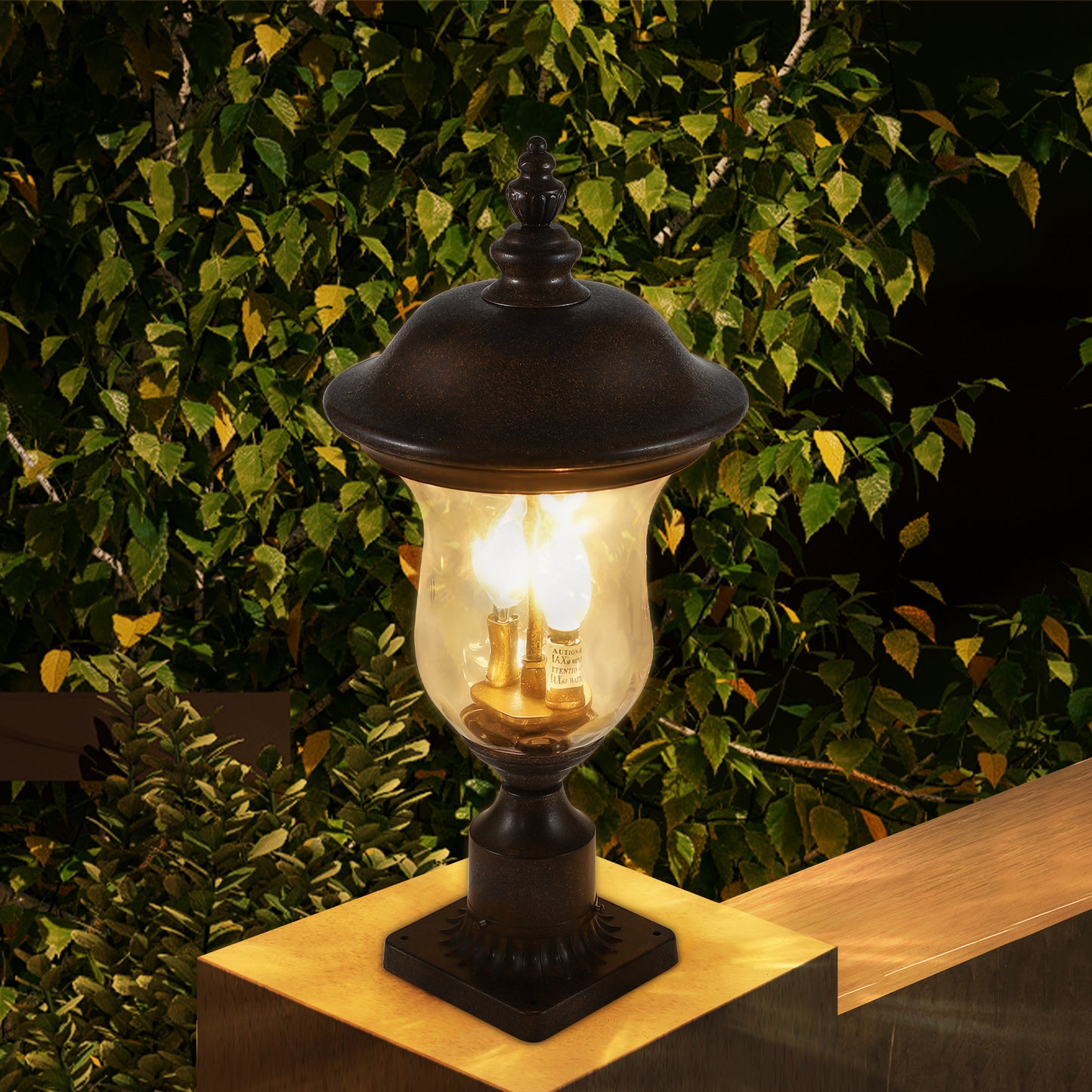 Vintage Outdoor Lamp Post Light - Waterproof Bronze Lantern for Yard & Porch