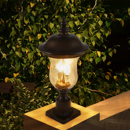 Vintage Outdoor Lamp Post Light - Waterproof Bronze Lantern for Yard & Porch